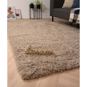 Rond hoogpolig vloerkleed - Cozy Shaggy - beige 200 cm