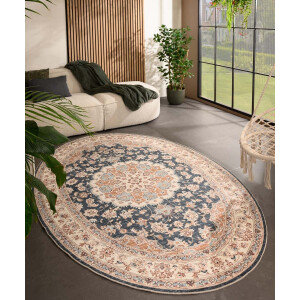 Buitenkleed ovaal Vintage - Valenca Nova goud/blauw 200x290 cm