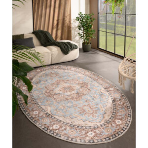 Buitenkleed ovaal Vintage - Valenca Fino lichtblauw 200x290 cm