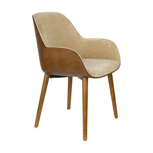 Dutchbone Eetkamerstoel 'Taylor' Essenhout en stof, kleur Beige