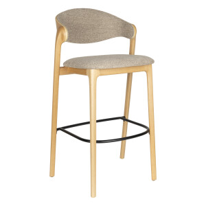 Dutchbone Barstoel 'Babington' Stof en beukenhout, kleur Naturel (zithoogte 65cm)