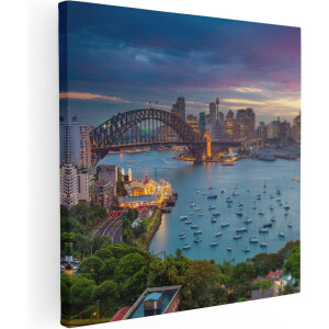 Artaza Canvas Schilderij Sydney Harbour Bridge in de Avond - 70x70 - Foto Op Canvas - Canvas Print