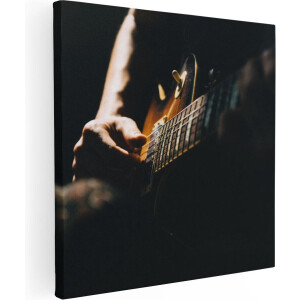 Artaza Canvas Schilderij Man Speelt Gitaar - 90x90 - Groot - Foto Op Canvas - Canvas Print