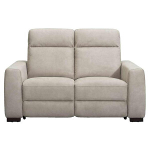 Leen Bakker - Bank James Elektrisch Verstelbaar 2-zits - Zilver - Polyester/Lederlook - Grijs - 160x100x95 Cm