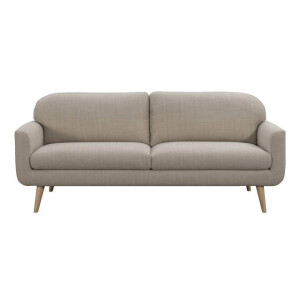 Leen Bakker - Bank Lilly 3-zits - Stof - Beige - 88x200x85 Cm