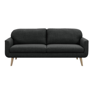 Leen Bakker - Bank Lilly 3-zits - Antraciet - Stof - Grijs - 88x200x85 Cm