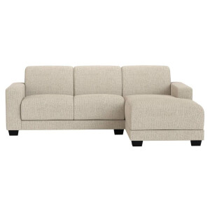 20% korting - Leen Bakker - Bank Aberdeen Met Chaise Longue Rechts - Kansas - Stof - Crème - 158x238x84 Cm