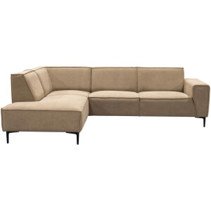 20% korting - Leen Bakker - Hoekbank Romy Links - Stof - Beige - 191x258x80 Cm