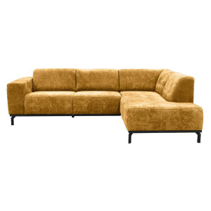 Leen Bakker - Hoekbank Lola Rechts - Oker - Stof - Geel - 191x259x78 Cm
