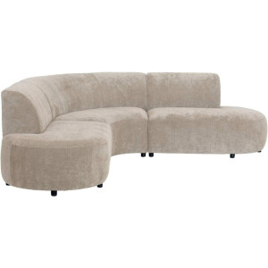 Leen Bakker - Hoekbank Luna Rond - Rebel - Stof - Beige - 260x260x80 Cm