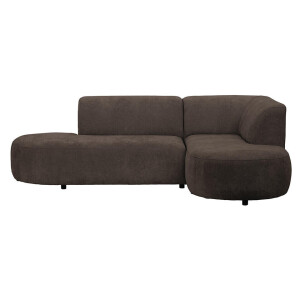 Leen Bakker - Hoekbank Luna Rechts - Rebel - Stof - Bruin - 170x260x80 Cm