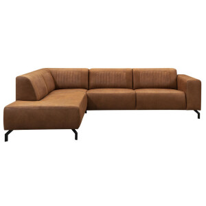 20% korting - Leen Bakker - Hoekbank Otis Links - Kastanje - Microleer - Bruin - 210x276x77 Cm