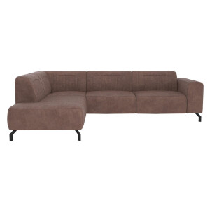 20% korting - Leen Bakker - Hoekbank Otis Links - Koffie - Microleer - Bruin - 210x276x77 Cm