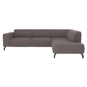 Leen Bakker - Hoekbank Otis Rechts - Rook - Microleer - Grijs - 210x276x77 Cm