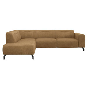 20% korting - Leen Bakker - Hoekbank Otis Links - Toffee - Microleer - Bruin - 210x276x77 Cm