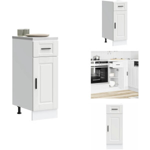 vidaXL Keuken Onderkast - Keuken Onderkasten - Spoelbak Onderkast - Gootsteen Onderkast - Keuken onderkast Porto bewerkt hout wit