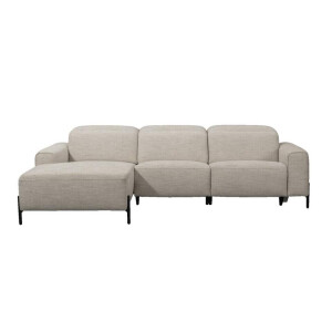 Leen Bakker - Hoekbank Dave Links - Elektrisch Verstelbaar - Pure - Licht - Stof - Grijs - 172x275x79 Cm