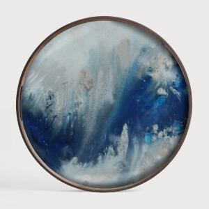 Ethnicraft Rond Dienblad 'Tribal Quest' 48cm, kleur Blue Mist