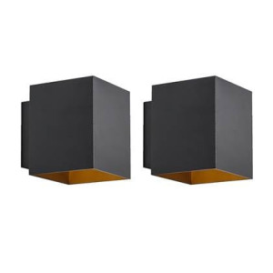 QAZQA Set van 2 design wandlampen zwart en goud vierkant - Sola