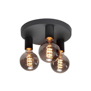 Highlight Plafondlamp Basic Zwart 3 lichts Ã 25 cm E27