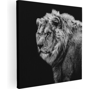 Artaza Canvas Schilderij Leeuw - Zwart Wit - 60x60 - Foto Op Canvas - Canvas Print