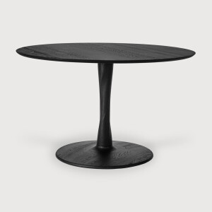 Ethnicraft Ronde Eettafel 'Torsion' Gevernist Eikenhout, 127cm, kleur Zwart