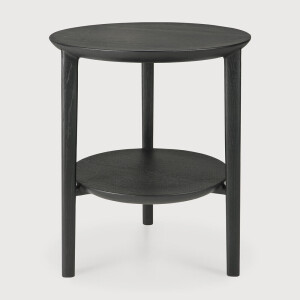 Ethnicraft Ronde Bijzettafel 'Bok' Gevernist Eikenhout, 43cm, kleur Zwart