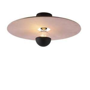 QAZQA Plafondlamp zwart platte kap roze 45 cm - Combi