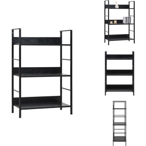 vidaXL Schappenkast - Schappenkasten - Opbergkast - Opbergkasten - Boekenkast met 3 schappen 60x27,6x90,5 cm bewerkt hout zwart