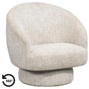 Leen Bakker - Draaifauteuil Lieve - Stof - Beige - 95x97x96 Cm