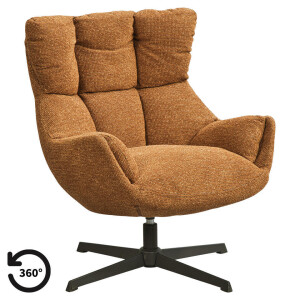 Leen Bakker - Draaifauteuil Hidde - Terra - Stof - Bruin - 79x72x89 Cm