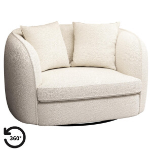 Leen Bakker - Draaibare Loveseat Enzio - Sirena - Stof - Crème - 95x129x76 Cm