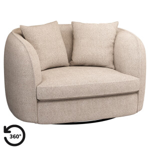 Leen Bakker - Draaibare Loveseat Enzio - Wales - Stof - Taupe - 95x129x76 Cm