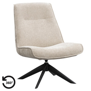 Leen Bakker - Draaifauteuil Nora - Stof - Taupe - 88x68x96 Cm