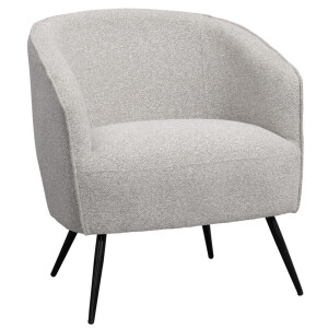 Leen Bakker - Fauteuil Carlton - Bouclé Stof - Licht - Teddy/Stof - Grijs - 68x68x70 Cm