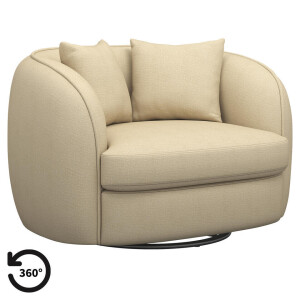 Leen Bakker - Draaibare Loveseat Enzio - Elephant - Stof - Beige - 95x129x76 Cm