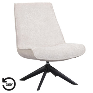 Leen Bakker - Draaifauteuil Nora - Stof - Crème - 71x68x85 Cm