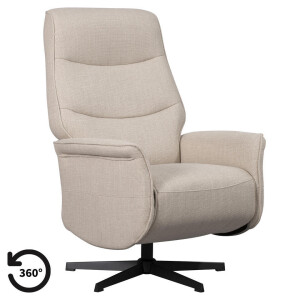 Leen Bakker - Relaxfauteuil Boaz - Elektrisch Verstelbaar - Zand - Stof - Beige - 49x50x111 Cm