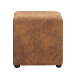 Leen Bakker - Hocker Nando - Cognac - 45x45x45 Cm - Stof - Bruin