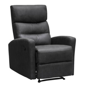 Leen Bakker - Relaxfauteuil Jackson - Stof - Lederlook - Zwart - 51x104x46 Cm