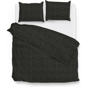 Zohome Dekbedovertrek Lino - Effen Bedlinnen - 240x220 - Zwart - Dekbedhoes van 100% Katoen