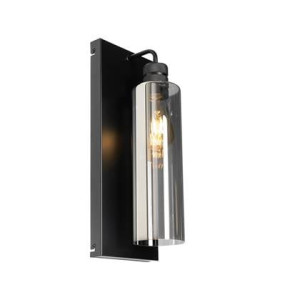 QAZQA Moderne wandlamp zwart met smoke glas - Stavelot