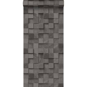 ESTAhome behang 3D-houtmotief zwart - 53 cm x 10,05 m - 138528