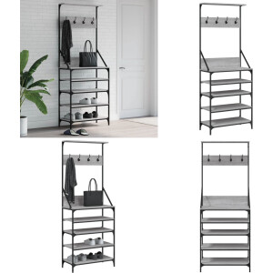 vidaXL Kledingrek met schoenenrek 70x34x184 cm grijs sonoma eikenkleur - Kledingrek - Kledingrekken - Kleren Rek - Rek Voor Kleding