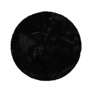 Tapeso Rond hoogpolig vloerkleed - Comfy plus - zwart - 80 cm rond