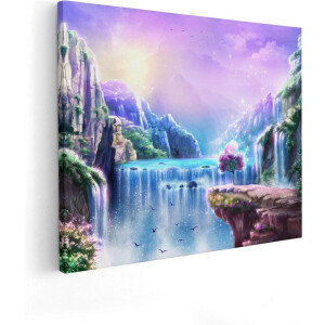 Artaza Canvas Schilderij Kleurrijke Sprookjes Waterval - Abstract - 100x80 - Groot - Foto Op Canvas - Canvas Print