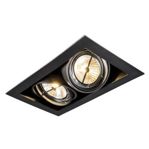 QAZQA Inbouwspot zwart AR111 verstelbaar 2-lichts - Oneon