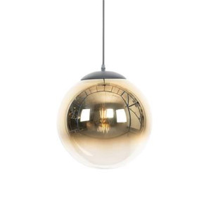 QAZQA Art deco hanglamp zwart met goud glas 33 cm - pallon