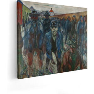 Artaza Canvas Schilderij Werknemers op Weg naar Huis - Edvard Munch - 50x40 - Poster Foto op Canvas - Canvas Print