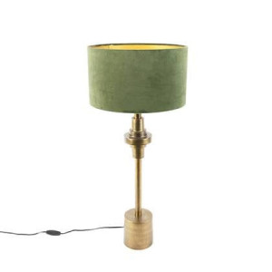 QAZQA Art deco tafellamp met velours kap groen 35 cm - Diverso